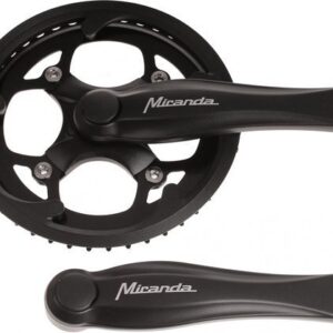 Miranda crankstel 44T. Alfa 1 R plus zwart/alu. steek 104 + rockring